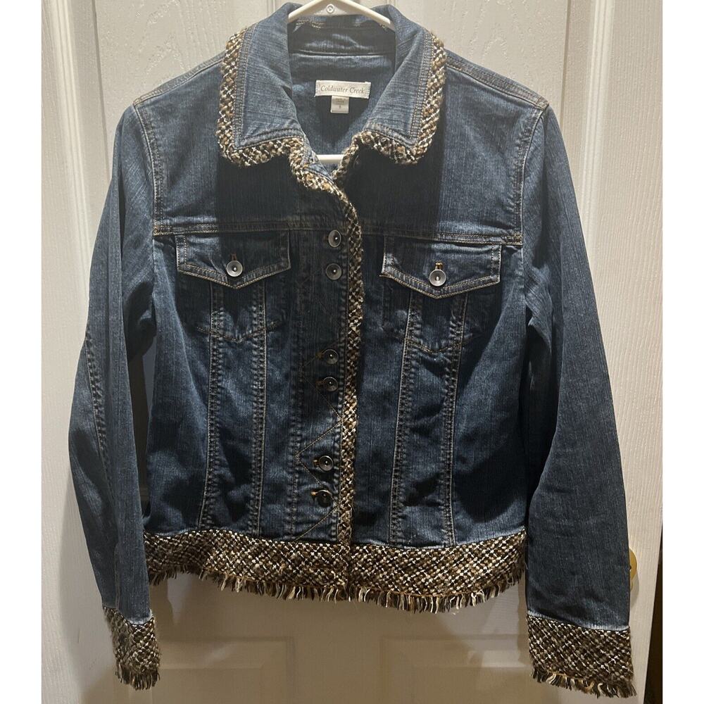 Coldwater Creek Women's Size 8 (Small)Long Sleeve Embroidered Hem Jean Jacket - Picture 1 of 8